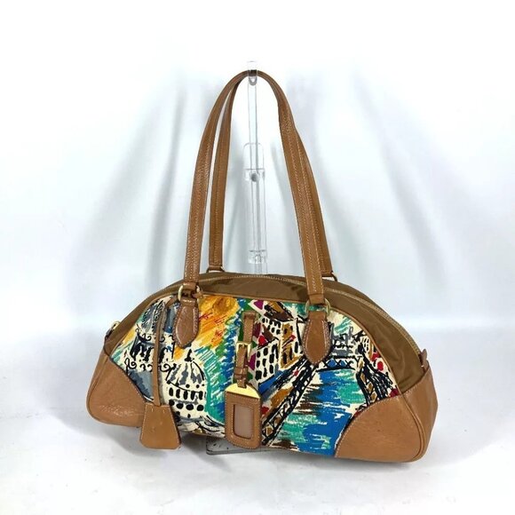 PRADA BR2524 triangle logo plate Venice Hand Bag Shoulder Bag - Picture 2 of 16